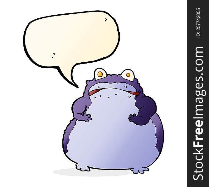 cartoon fat frog with speech bubble