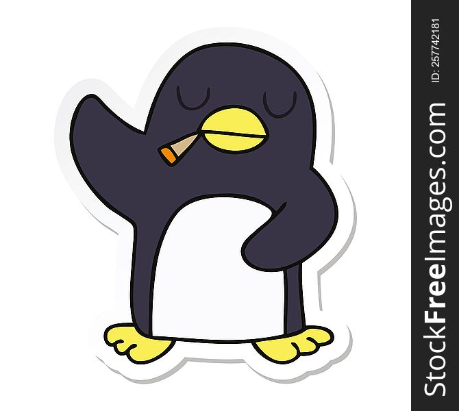 sticker of a quirky hand drawn cartoon penguin