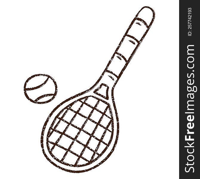 Tennis Racket Charcoal Drawing