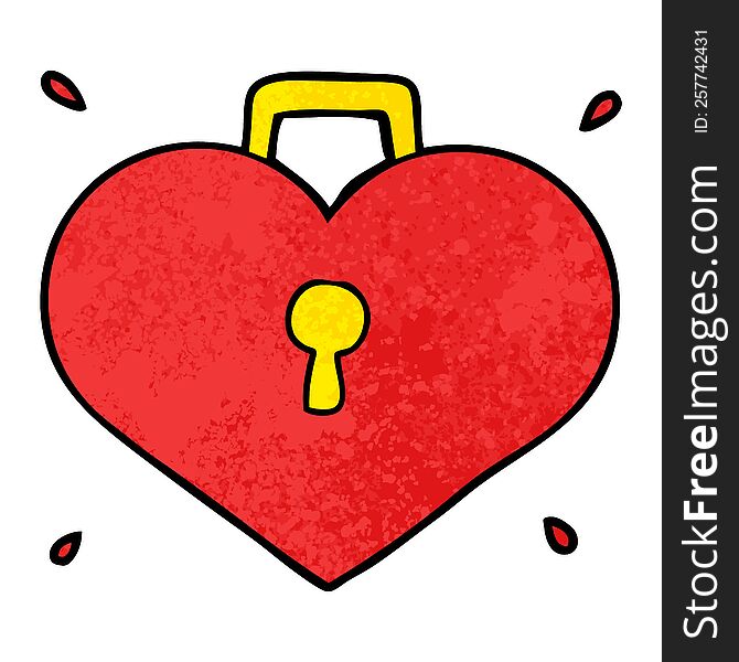 cartoon love heart with lock. cartoon love heart with lock
