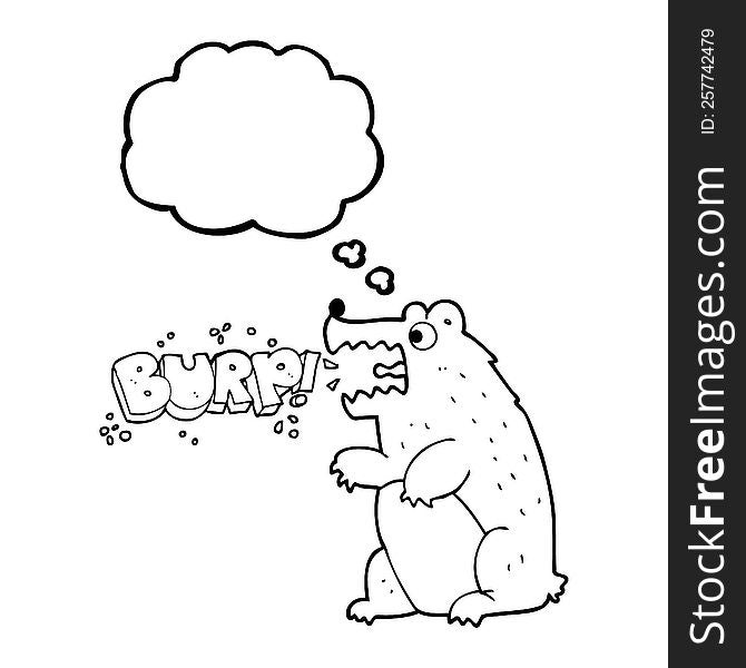 Thought Bubble Cartoon Bear Burping