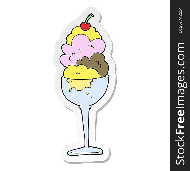 Sticker Of A Cartoon Ice Cream