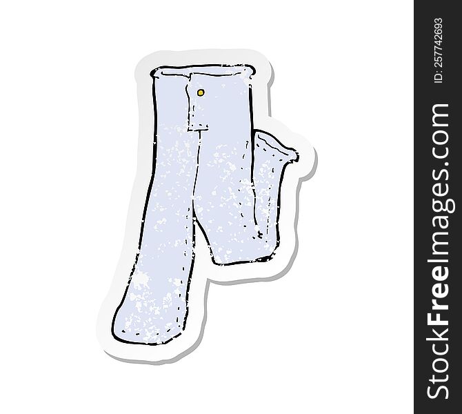 retro distressed sticker of a cartoon pair of jeans