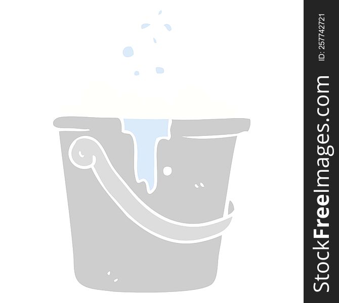 Flat Color Illustration Of A Cartoon Cleaning Bucket