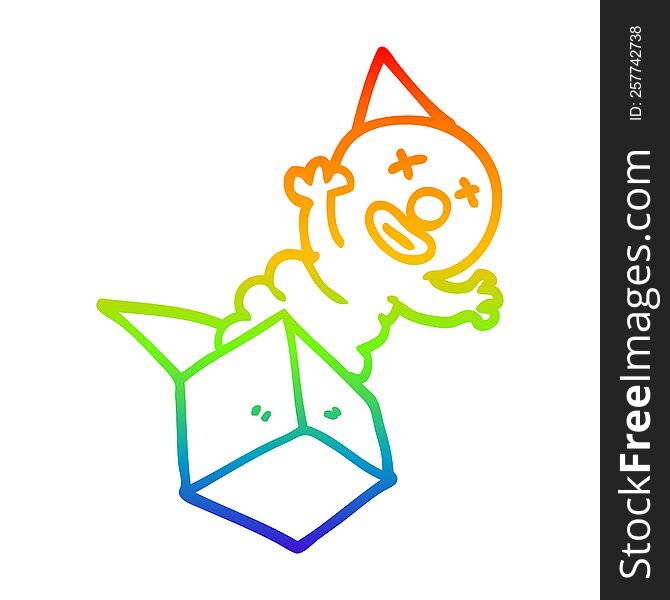 rainbow gradient line drawing of a cartoon jack in the box