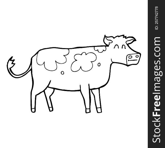 black and white cartoon cow