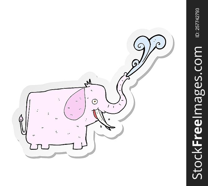Sticker Of A Cartoon Happy Elephant