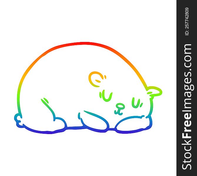 rainbow gradient line drawing of a sleepy polar bear