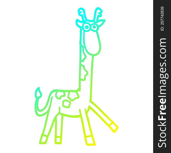cold gradient line drawing of a cartoon funny giraffe