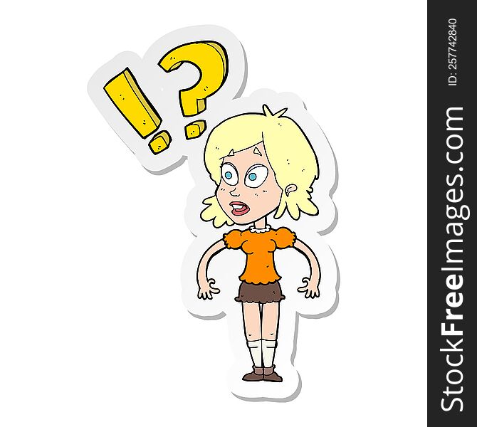 Sticker Of A Cartoon Shocked Woman