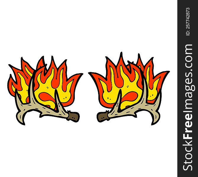 Cartoon Flaming Antlers