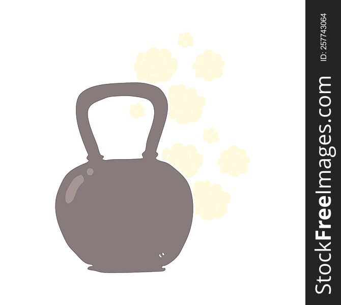 Flat Color Illustration Of A Cartoon Kettle Bell