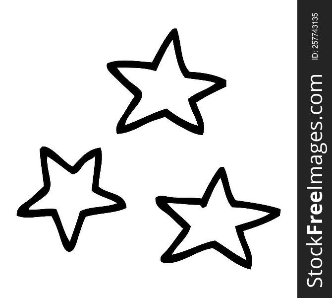 Black And White Cartoon Of Three Stars