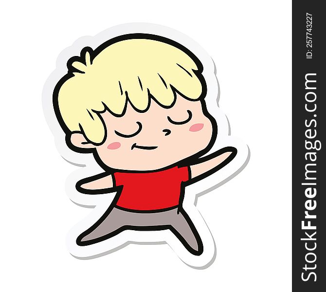 Sticker Of A Cartoon Happy Boy