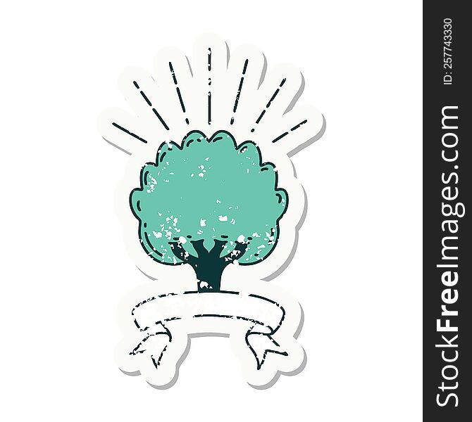 Grunge Sticker Of Tattoo Style Tree