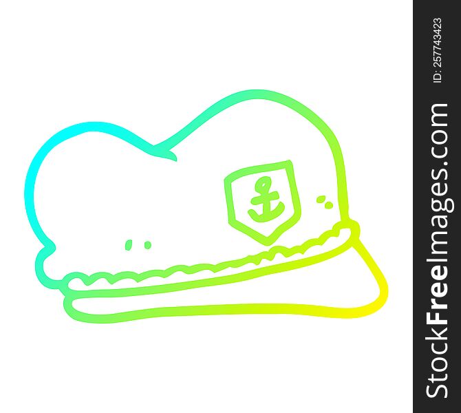 cold gradient line drawing of a cartoon sailor hat