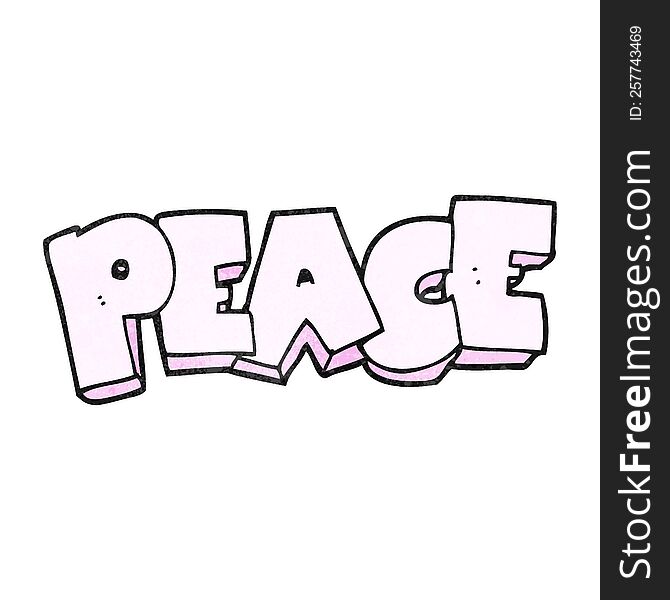 textured cartoon word peace