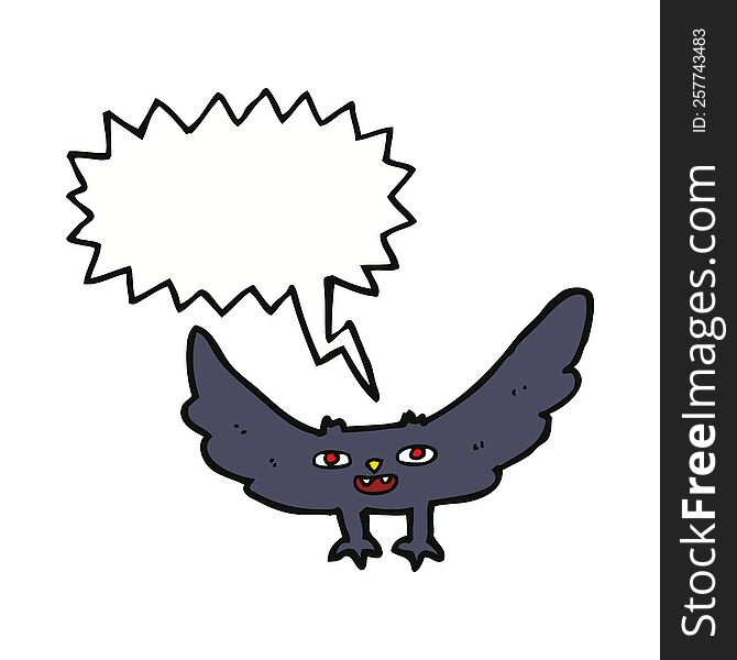 Cartoon Spooky Vampire Bat With Speech Bubble