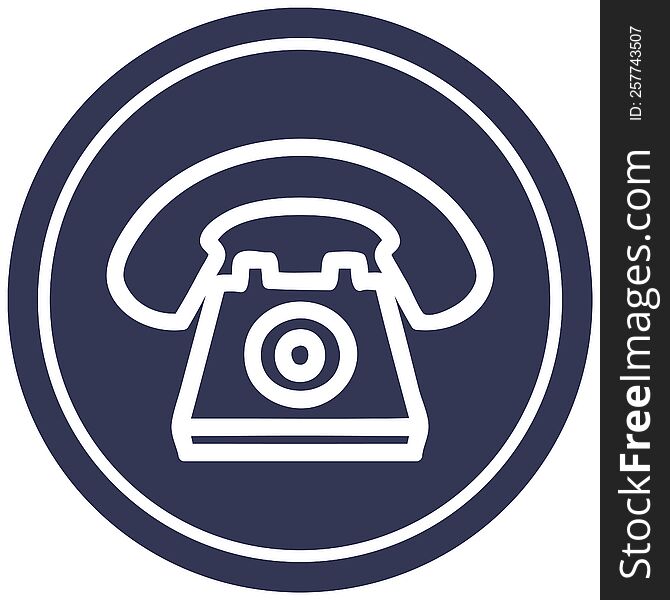 old telephone circular icon symbol