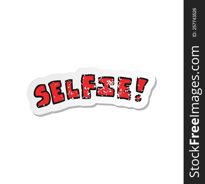 Retro Distressed Sticker Of A Cartoon Selfie Symbol
