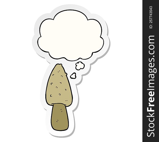 Cartoon Mushroom And Thought Bubble As A Printed Sticker