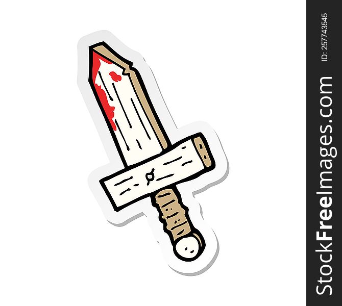 sticker of a cartoon wooden sword