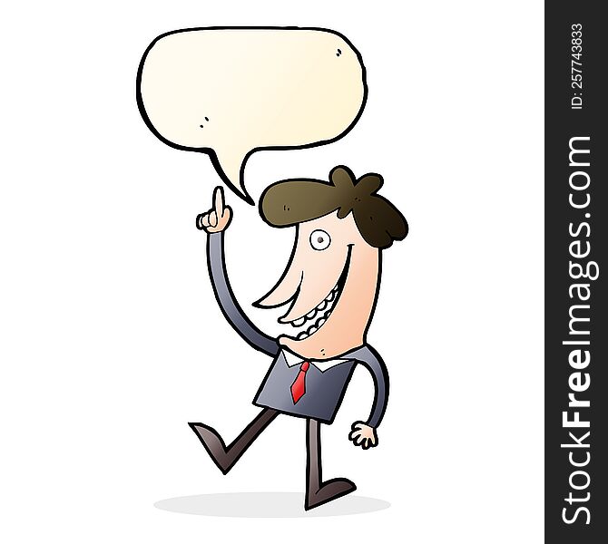 Cartoon Man With Idea With Speech Bubble