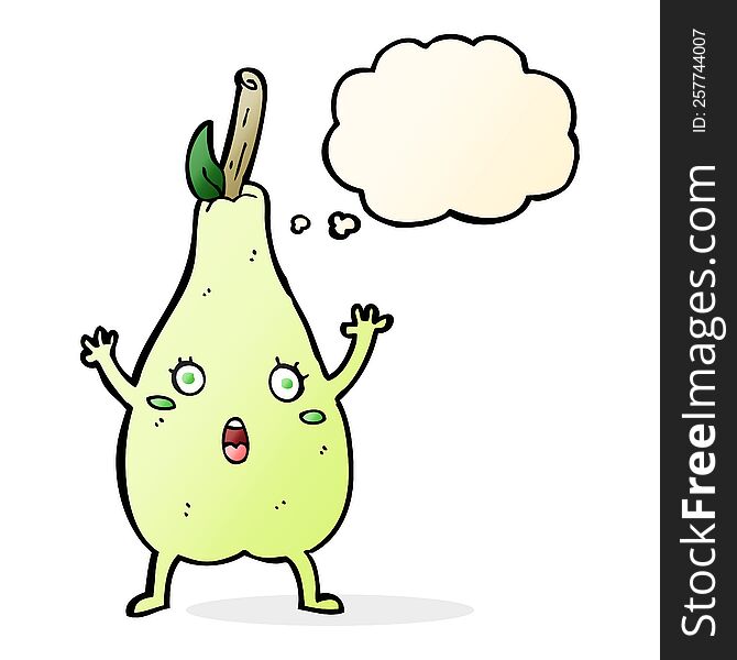 Cartoon Frightened Pear With Thought Bubble