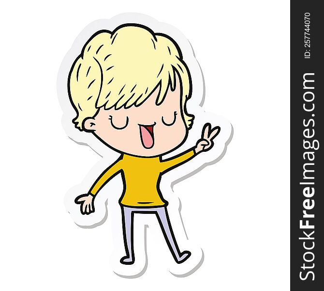 sticker of a cartoon woman talking