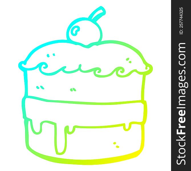 Cold Gradient Line Drawing Cartoon Cake