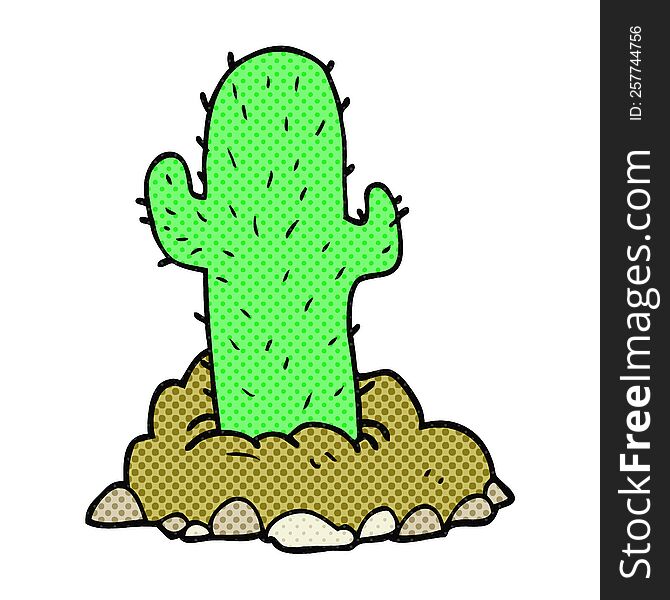 Comic Book Style Cartoon Cactus