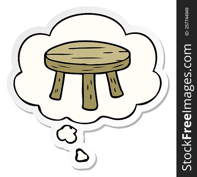 Cartoon Small Stool And Thought Bubble As A Printed Sticker