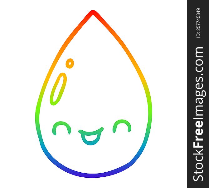 Rainbow Gradient Line Drawing Cartoon Cute Raindrop