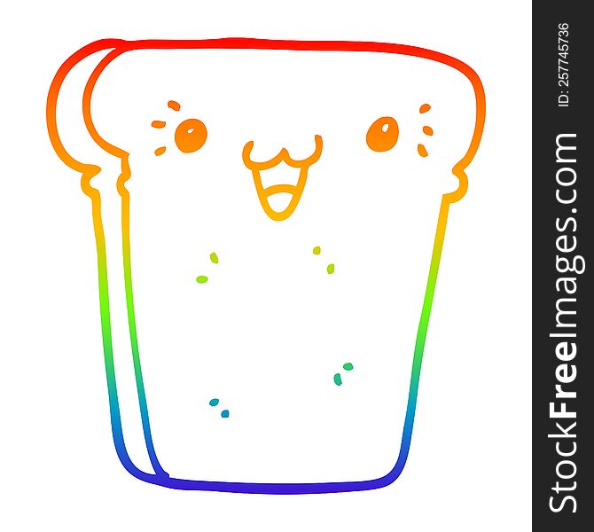 rainbow gradient line drawing of a cartoon slice of bread