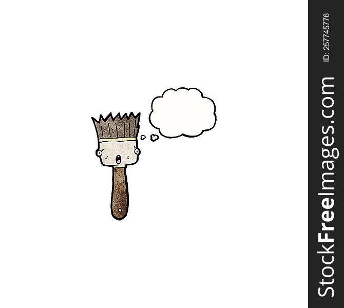 cartoon paint brush with thought bubble
