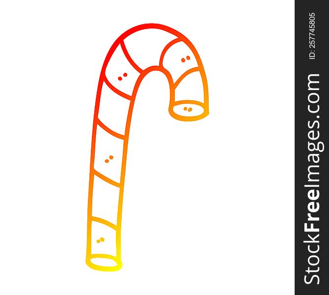 warm gradient line drawing of a cartoon pink candy cane