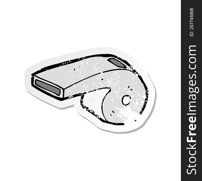retro distressed sticker of a cartoon whistle