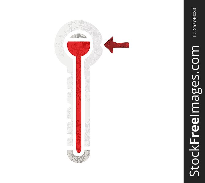 retro illustration style cartoon of a hot thermometer