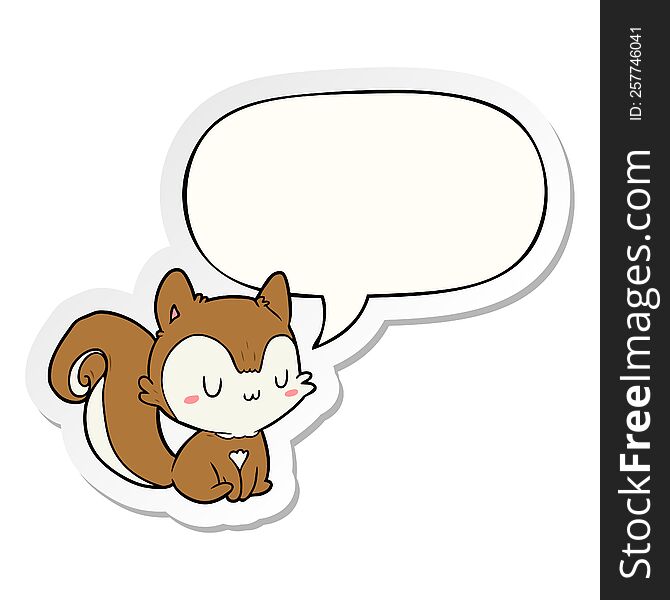 cartoon squirrel with speech bubble sticker. cartoon squirrel with speech bubble sticker