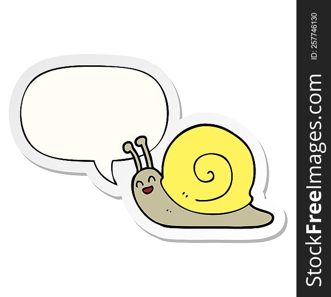 cartoon snail with speech bubble sticker. cartoon snail with speech bubble sticker