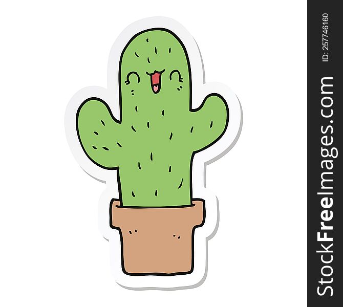 sticker of a cartoon cactus