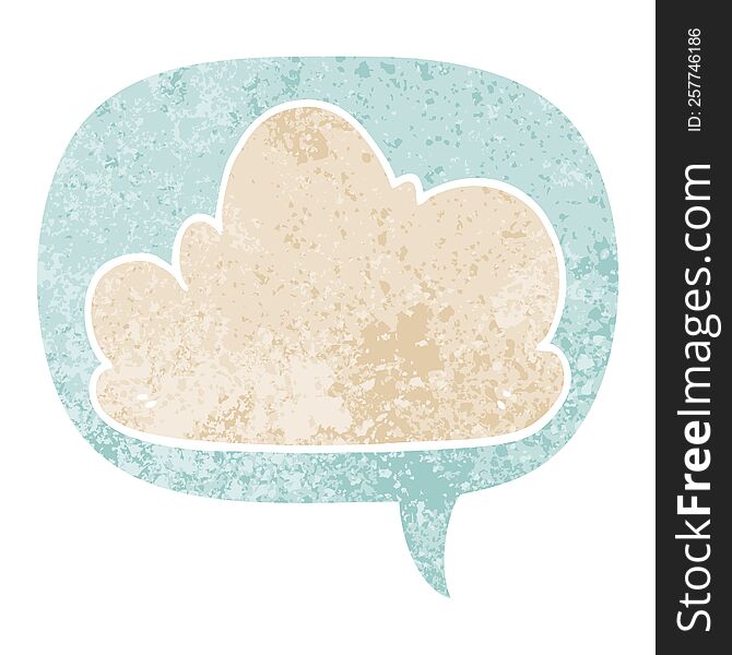 Cartoon Cloud And Speech Bubble In Retro Textured Style