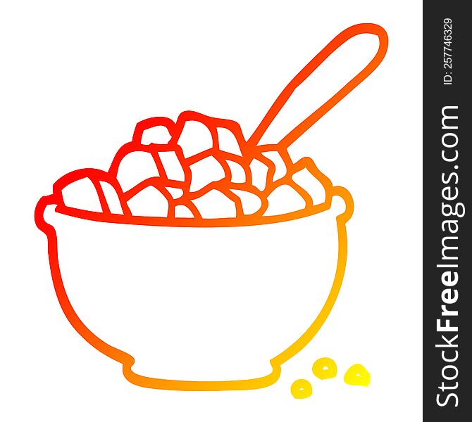 Warm Gradient Line Drawing Cartoon Bowl Of Cereal