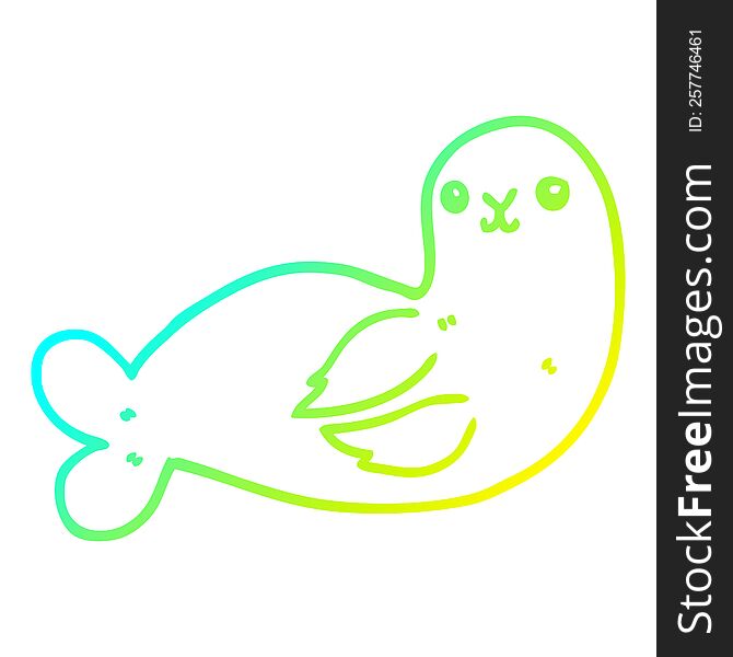 cold gradient line drawing of a cartoon seal