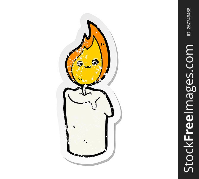 distressed sticker of a cartoon candle character