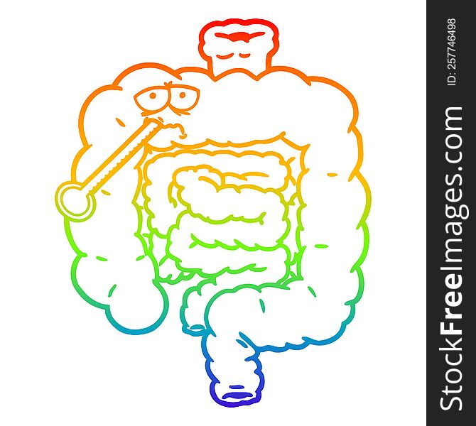 rainbow gradient line drawing cartoon unhealthy intestines
