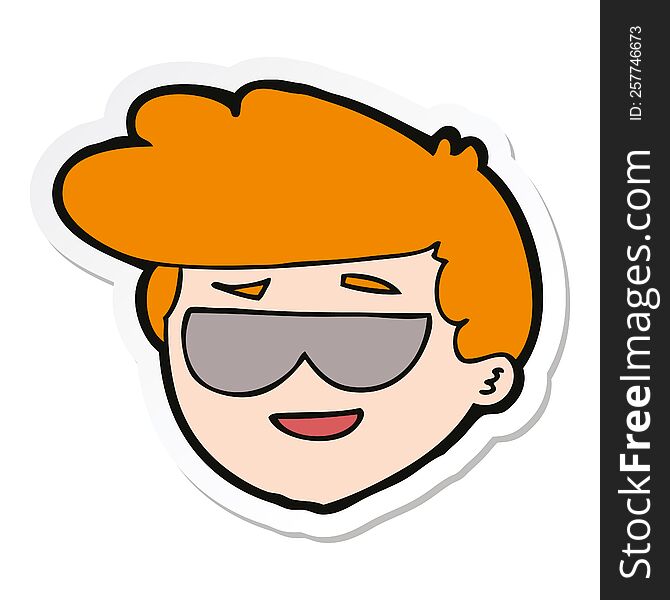 sticker of a cartoon boy wearing sunglasses