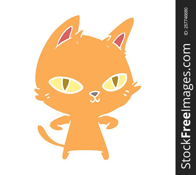 flat color style cartoon cat staring