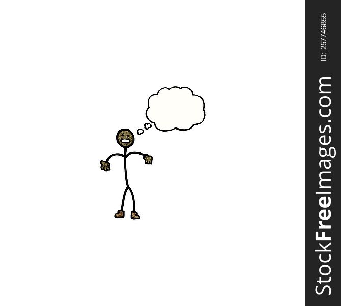 cartoon stick man with thought bubble