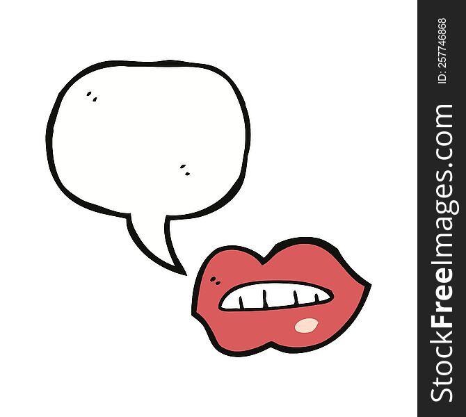 cartoon lips  with speech bubble